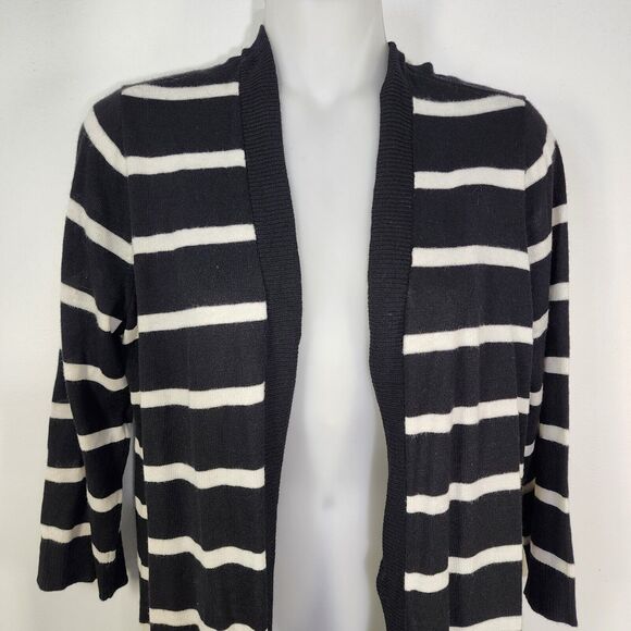 Chico's Cardigan Sweater Womens Size 0 Small Stripe Colorblock Long Open Front - Picture 3 of 11